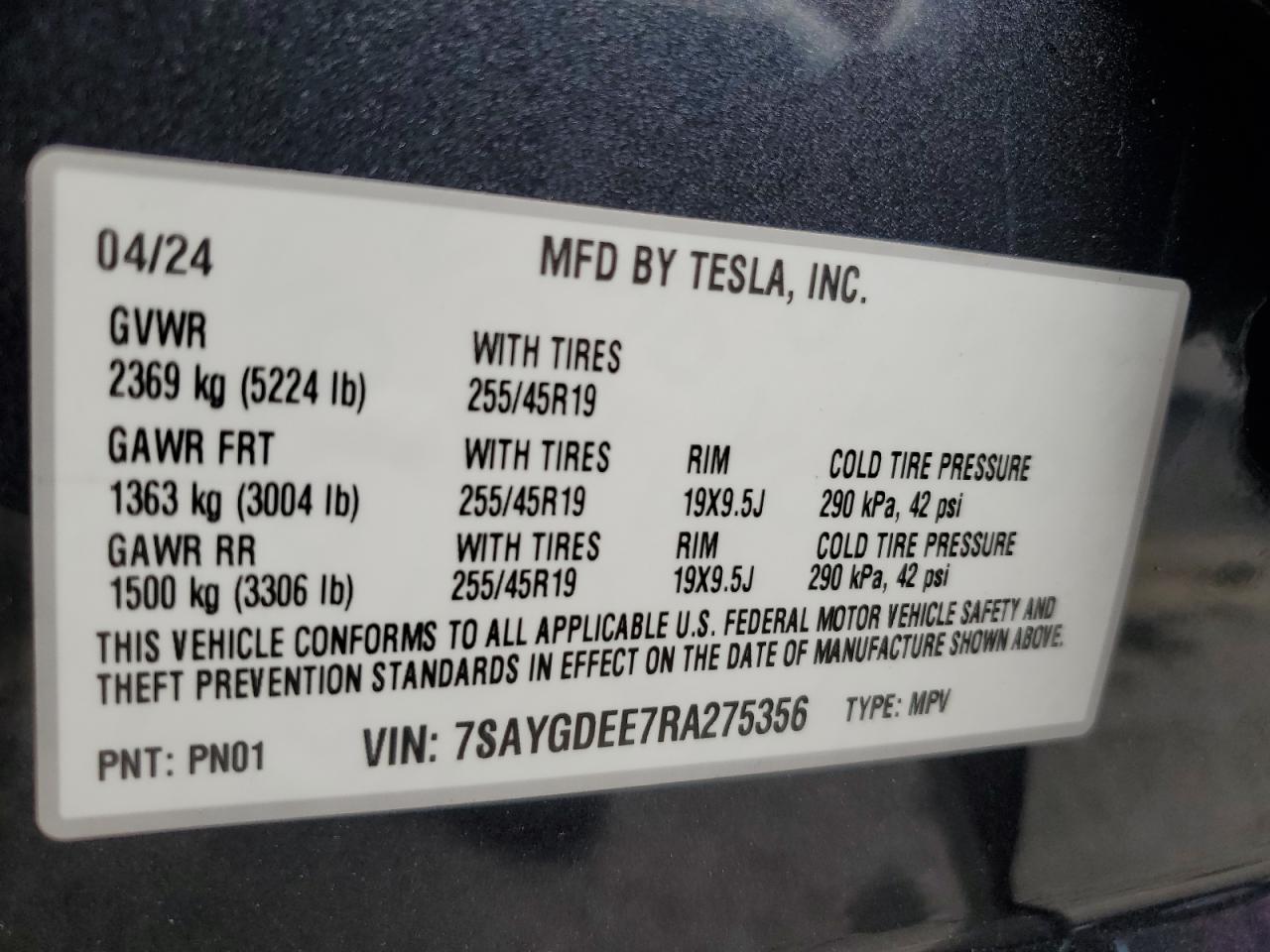 7SAYGDEE7RA275356 2024 Tesla Model Y