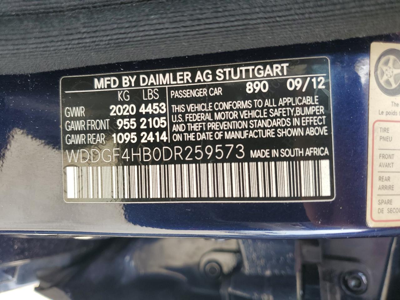 WDDGF4HB0DR259573 2013 Mercedes-Benz C 250