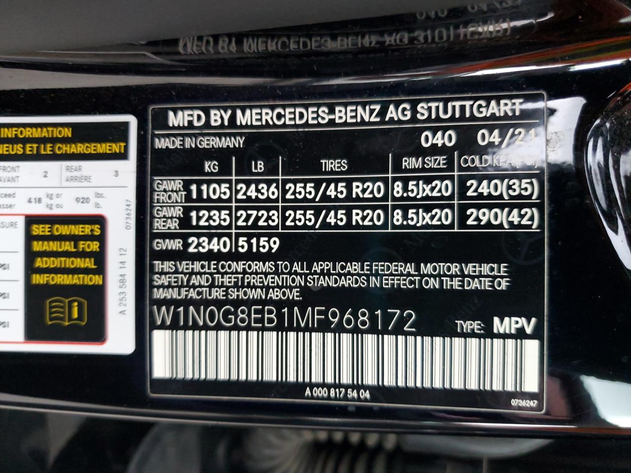 W1N0G8EB1MF968172 2021 Mercedes-Benz Glc 300 4Matic