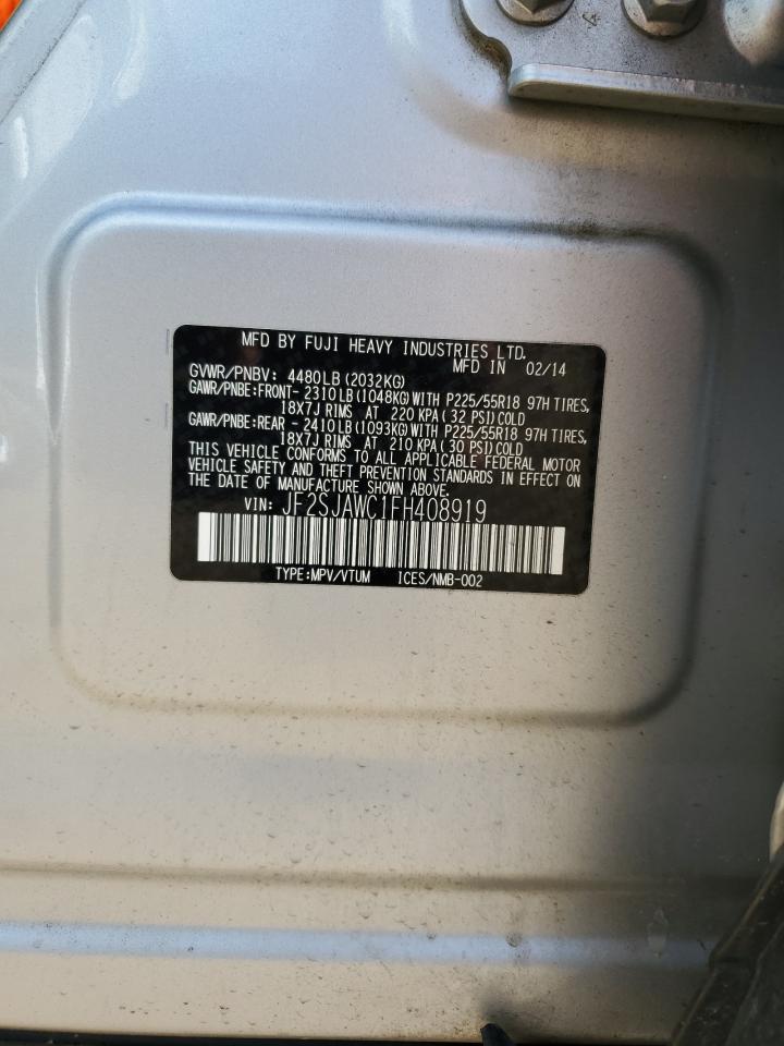 2015 Subaru Forester 2.5I Touring VIN: JF2SJAWC1FH408919 Lot: 65060524