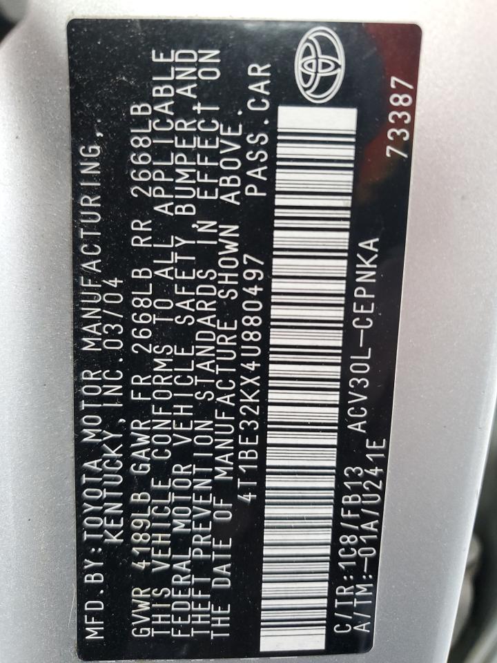 2004 Toyota Camry Le VIN: 4T1BE32KX4U880497 Lot: 66170424