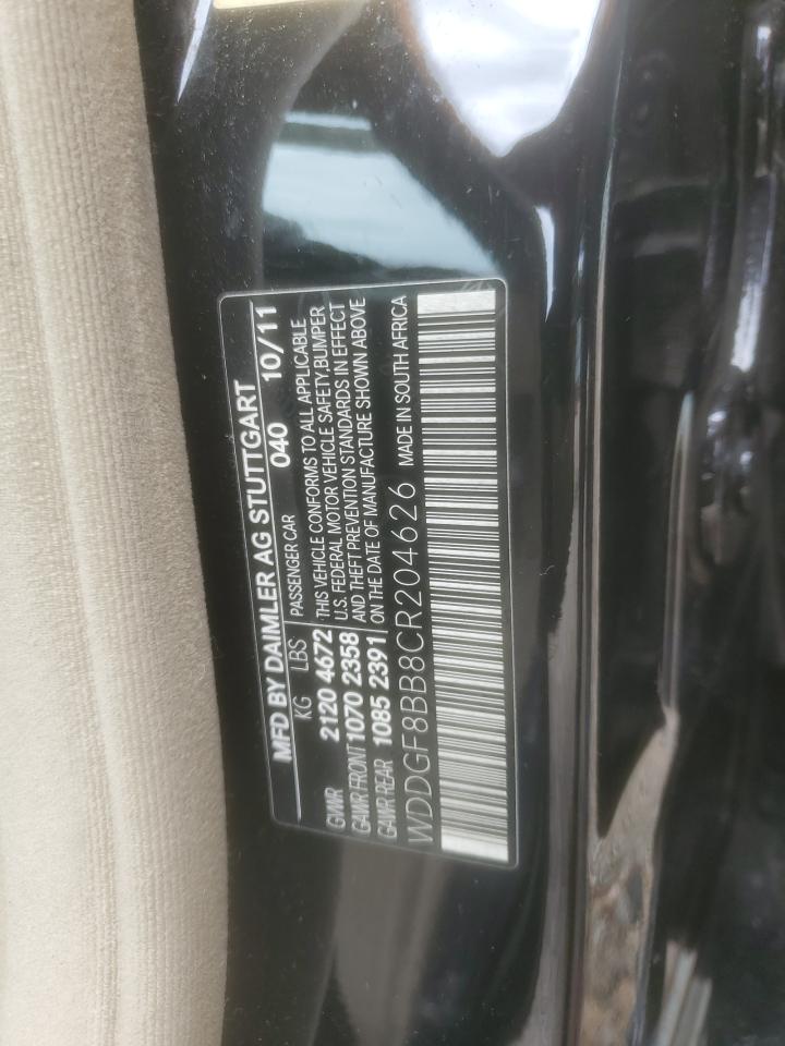 2012 Mercedes-Benz C 300 4Matic VIN: WDDGF8BB8CR204626 Lot: 66596344