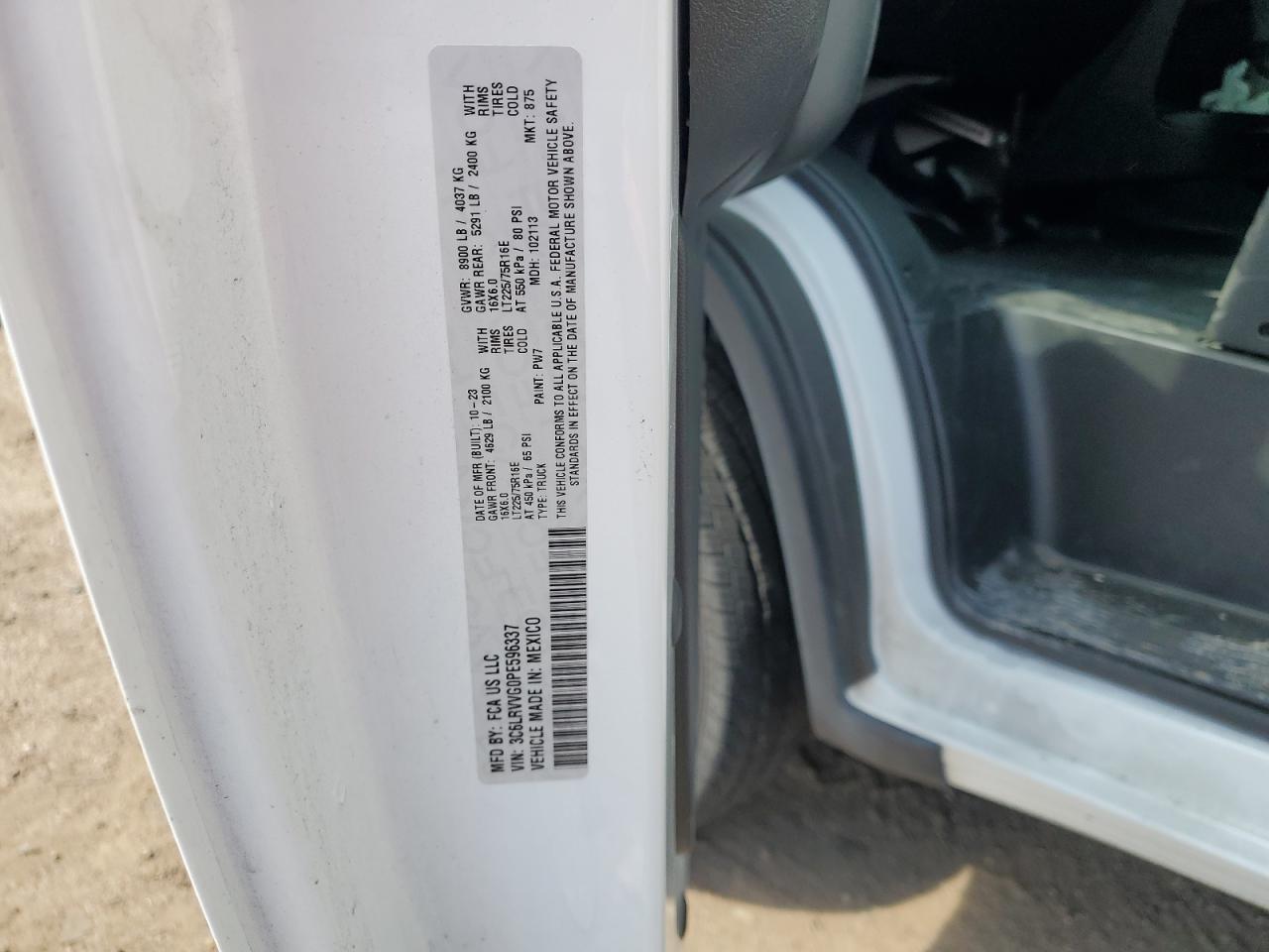 2023 Ram Promaster 2500 2500 Standard VIN: 3C6LRVVG0PE596337 Lot: 68811304