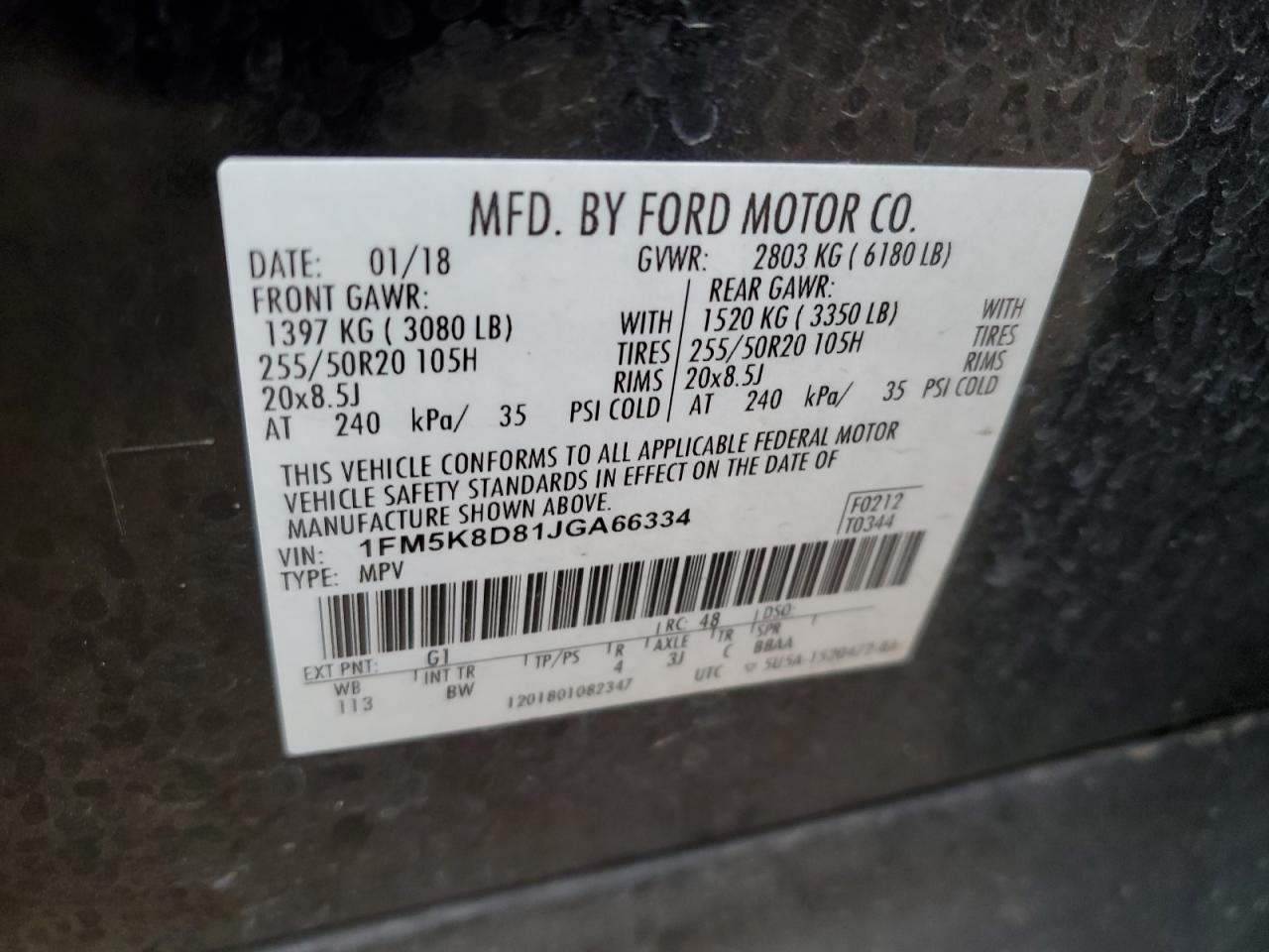 1FM5K8D81JGA66334 2018 FORD EXPLORER - Image 13