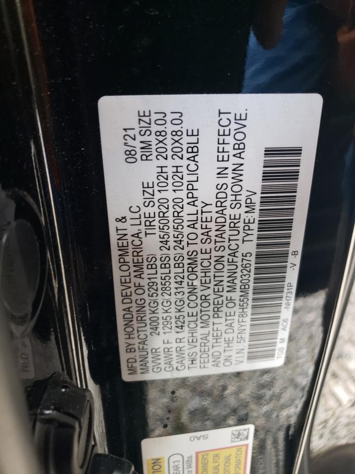 2021 Honda Passport Exl VIN: 5FNYF8H55MB032675 Lot: 66792724