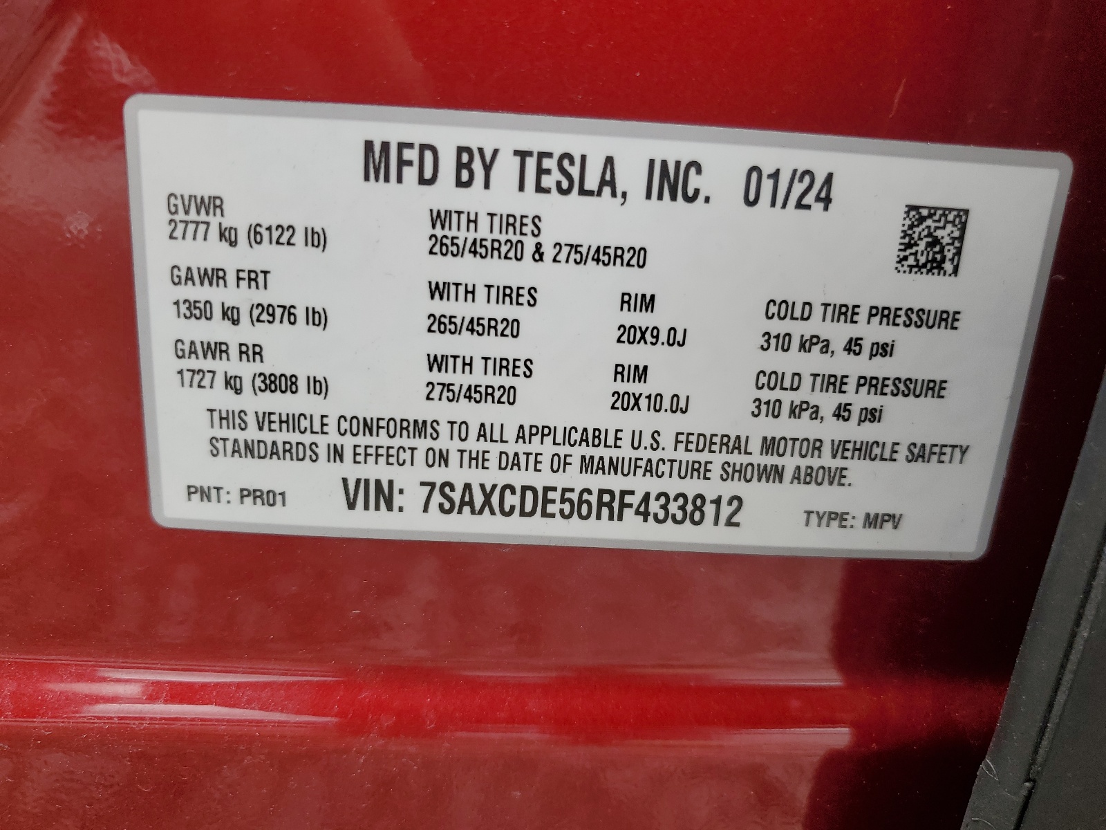 7SAXCDE56RF433812 2024 Tesla Model X