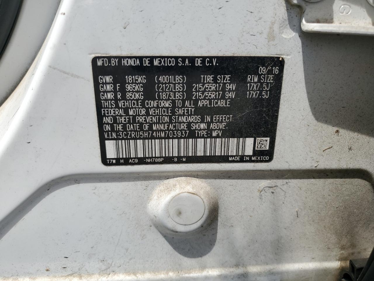 2017 Honda Hr-V Exl VIN: 3CZRU5H74HM703937 Lot: 67962844