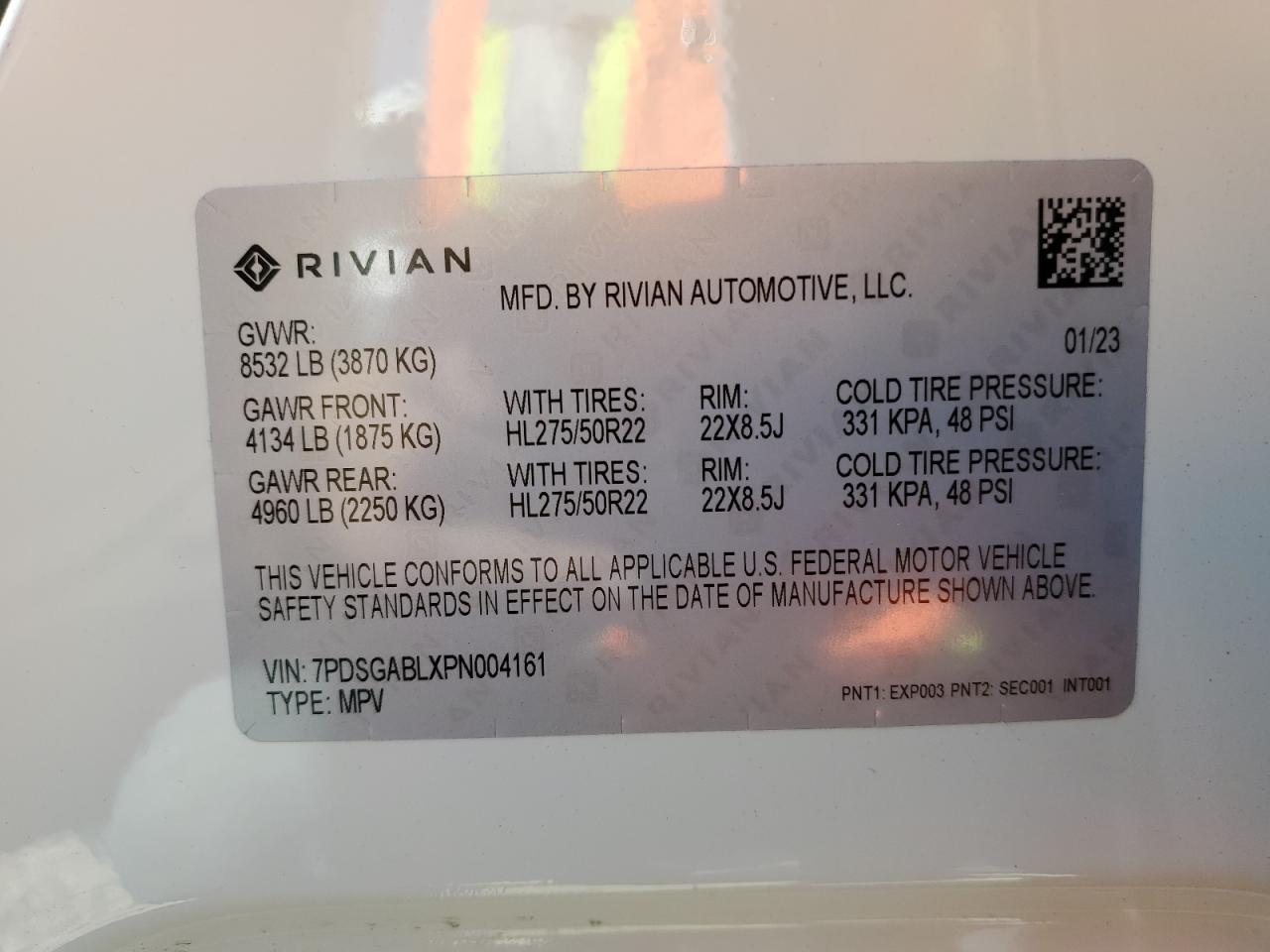 7PDSGABLXPN004161 2023 Rivian R1S Launch Edition