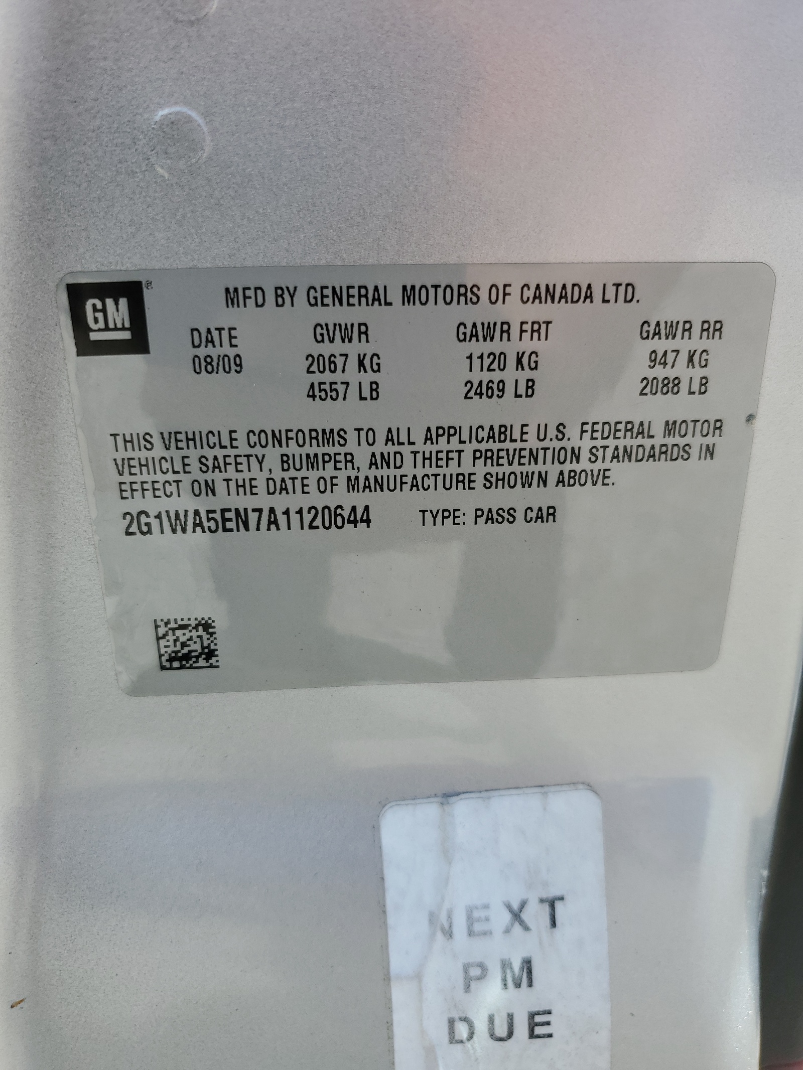 2G1WA5EN7A1120644 2010 Chevrolet Impala Ls