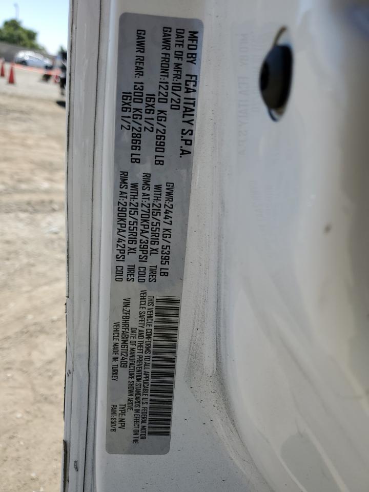 2021 Ram Promaster City VIN: ZFBHRFAB1M6T12409 Lot: 68558154