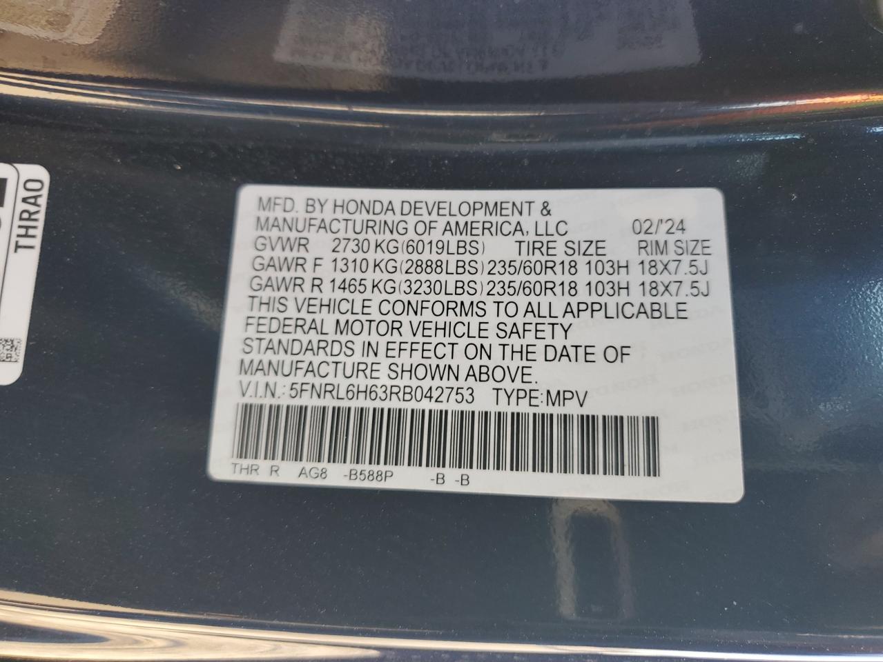 5FNRL6H63RB042753 2024 Honda Odyssey Exl