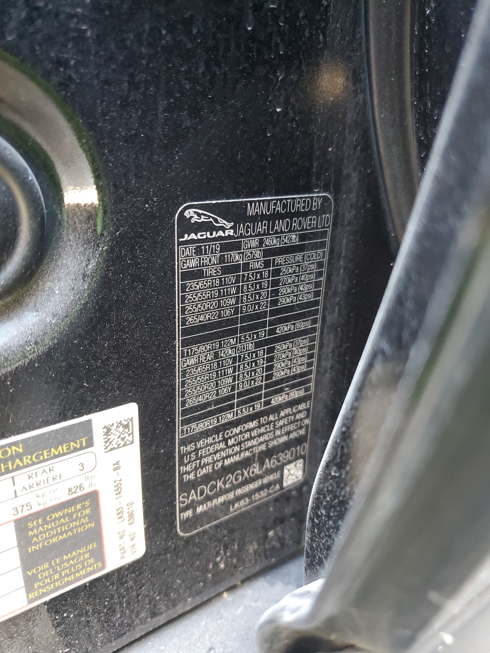 SADCK2GX6LA639010 2020 Jaguar F-Pace Prestige