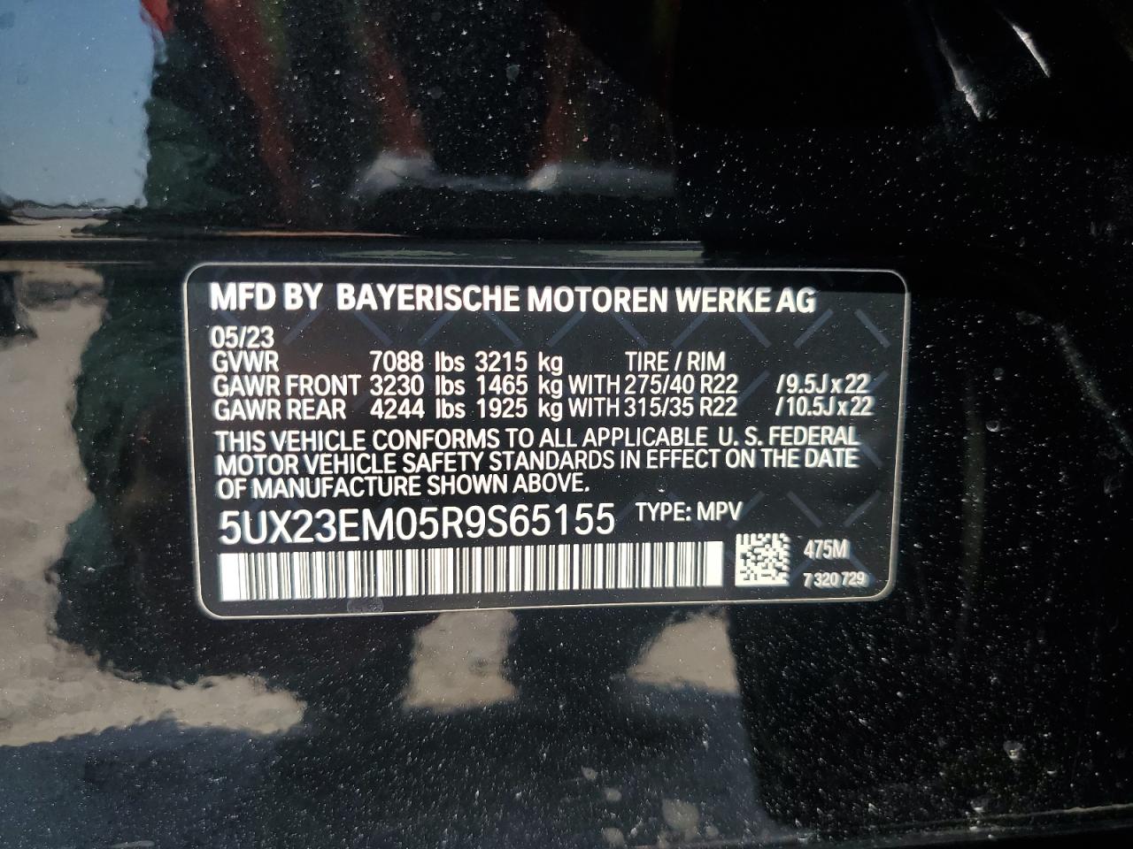 2024 BMW X7 xDrive40I VIN: 5UX23EM05R9S65155 Lot: 68228514