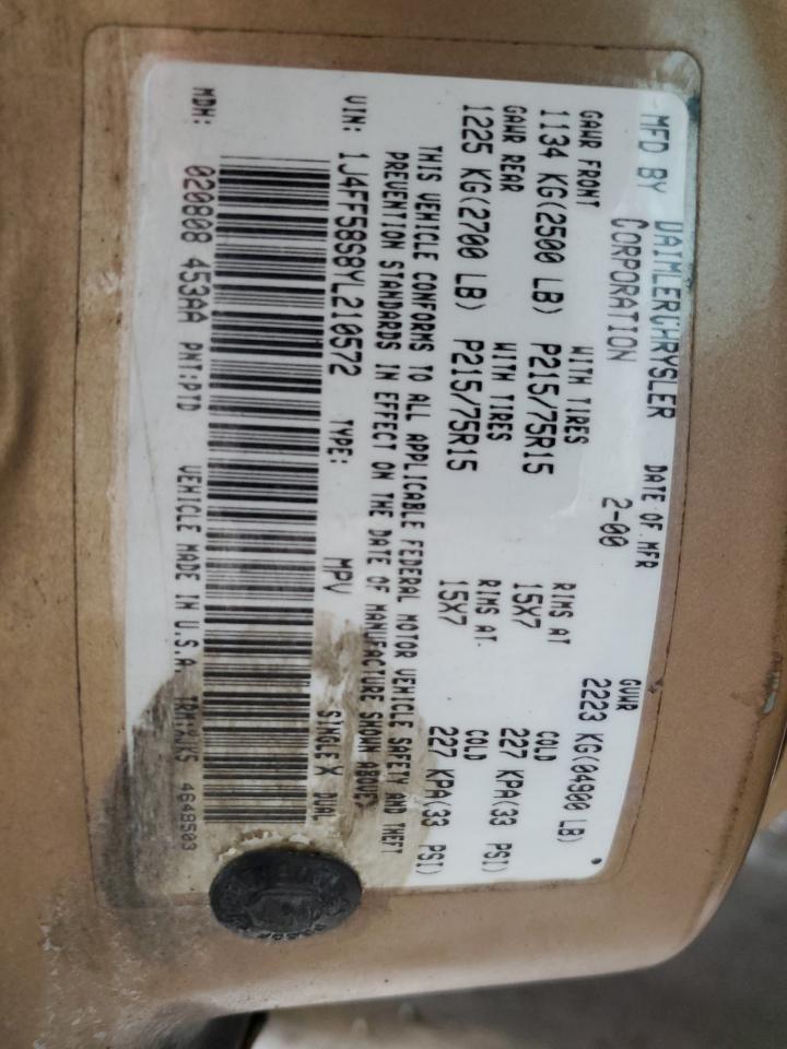 2000 Jeep Cherokee Classic VIN: 1J4FF58S8YL210572 Lot: 66763164