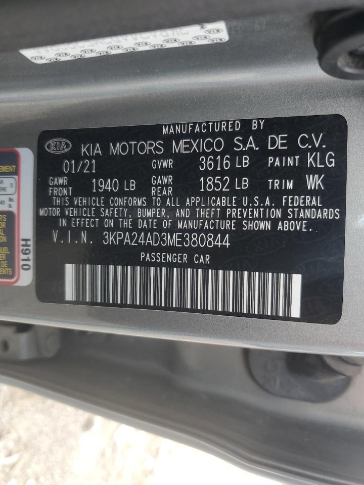 2021 Kia Rio Lx VIN: 3KPA24AD3ME380844 Lot: 68627044