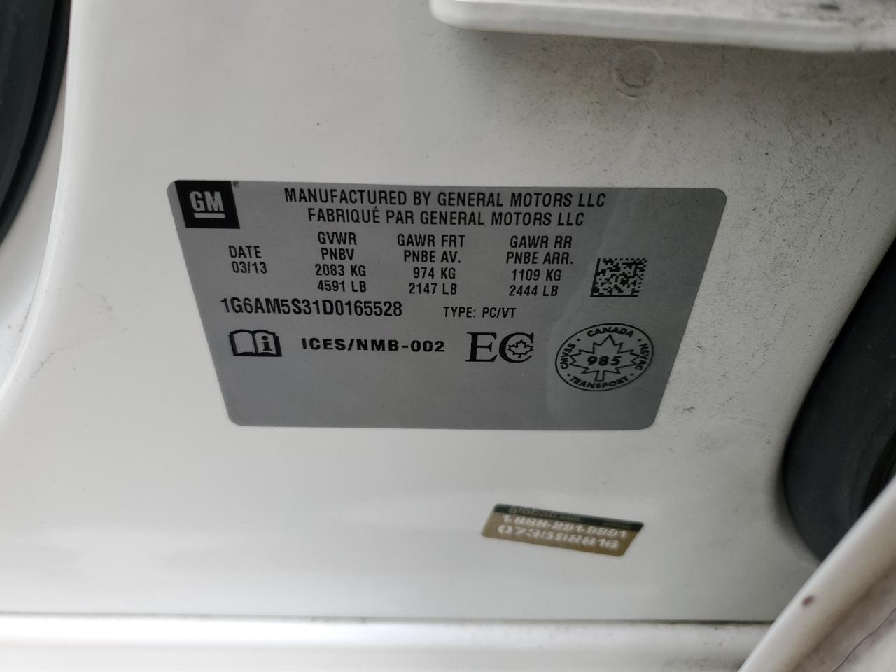 2013 Cadillac Ats Premium VIN: 1G6AM5S31D0165528 Lot: 67525084