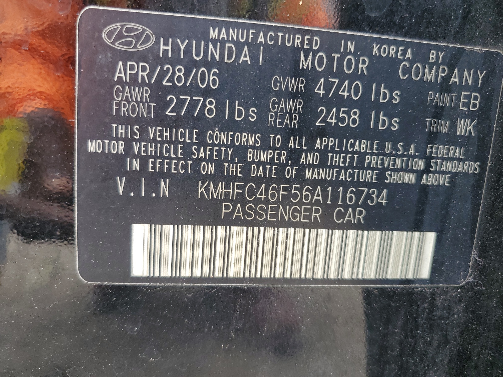 KMHFC46F56A116734 2006 Hyundai Azera Se