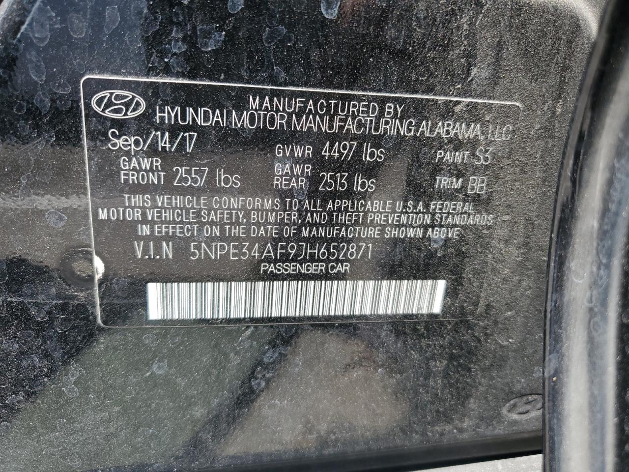 5NPE34AF9JH652871 2018 Hyundai Sonata Sport