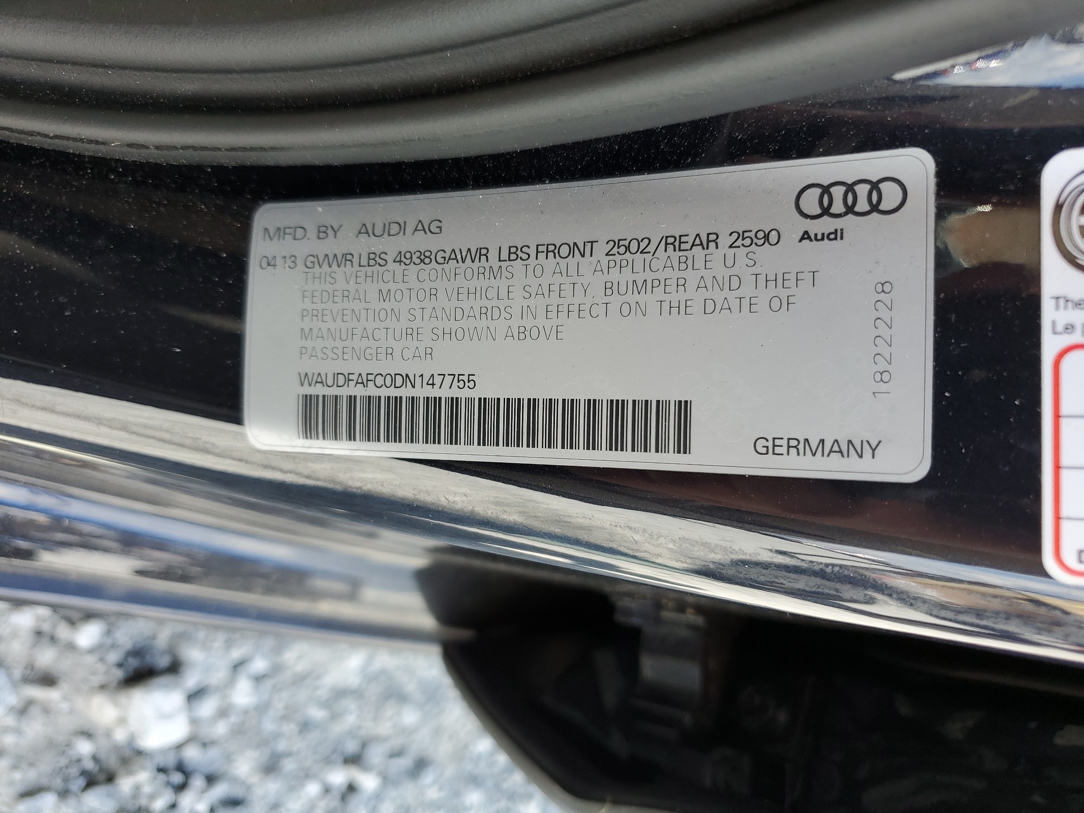 WAUDFAFC0DN147755 2013 Audi A6 Premium Plus