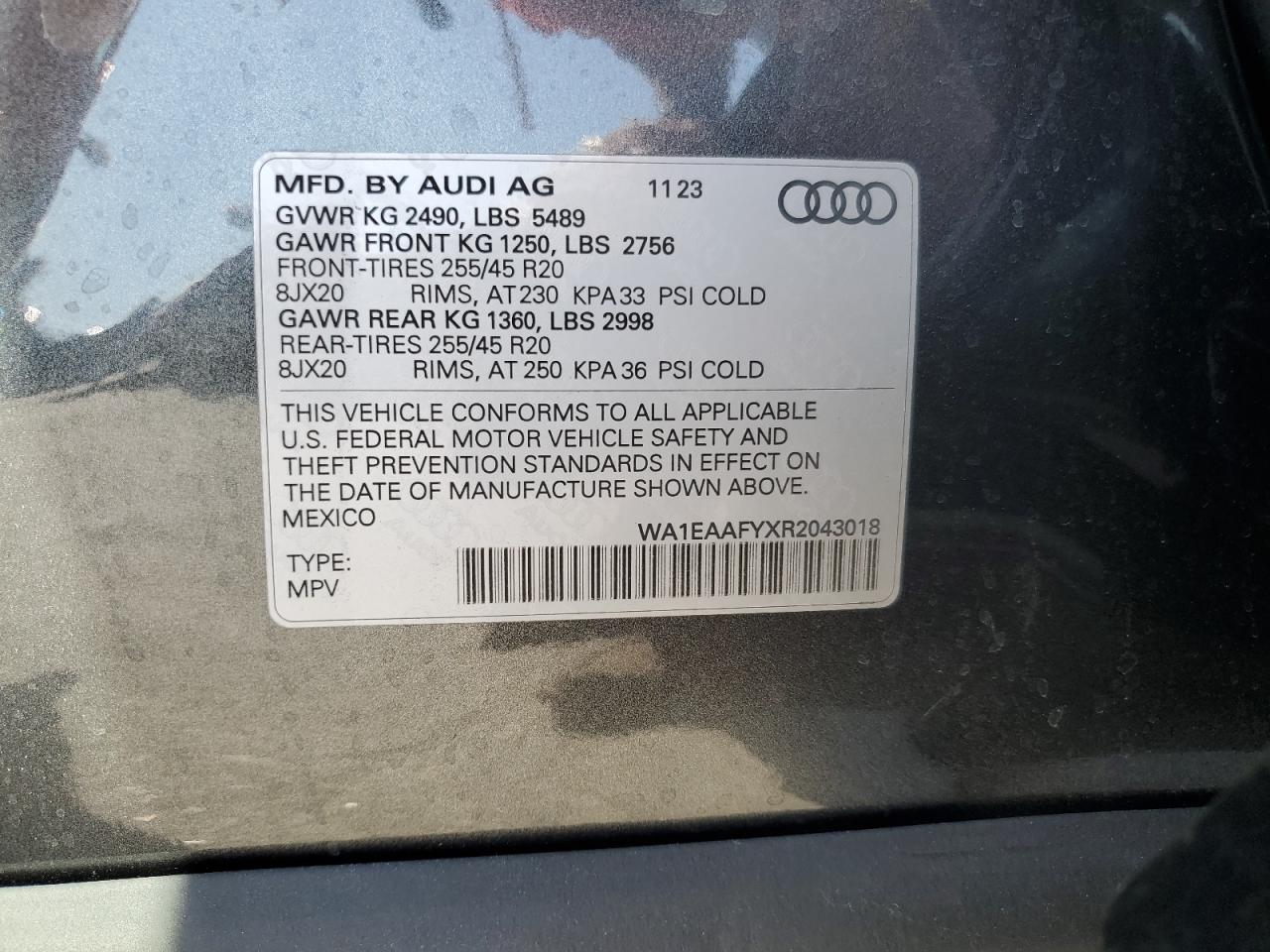 2024 Audi Q5 Premium Plus 45 VIN: WA1EAAFYXR2043018 Lot: 66615474