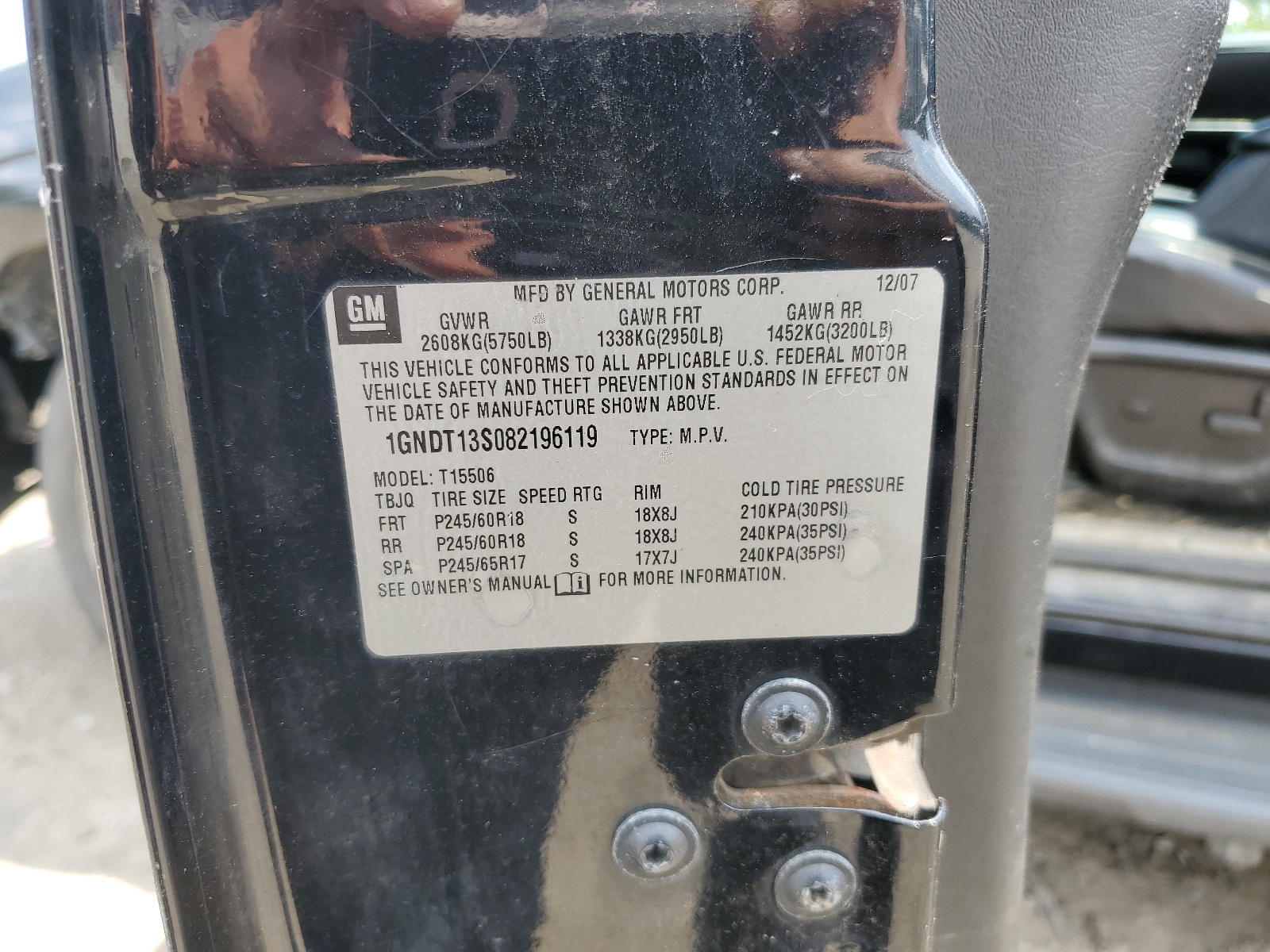 1GNDT13S082196119 2008 Chevrolet Trailblazer Ls