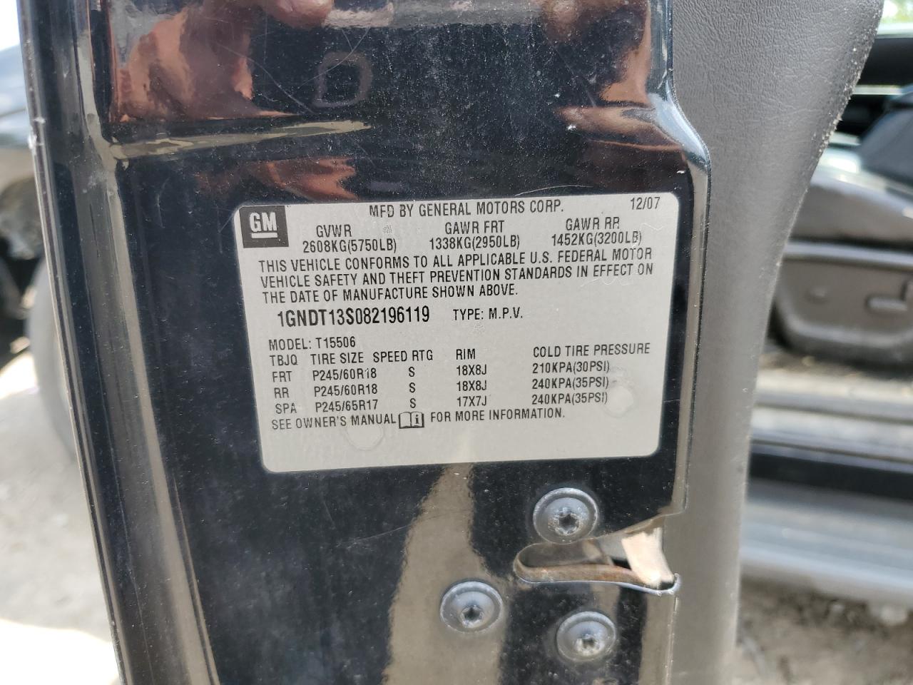 2008 Chevrolet Trailblazer Ls VIN: 1GNDT13S082196119 Lot: 66153874