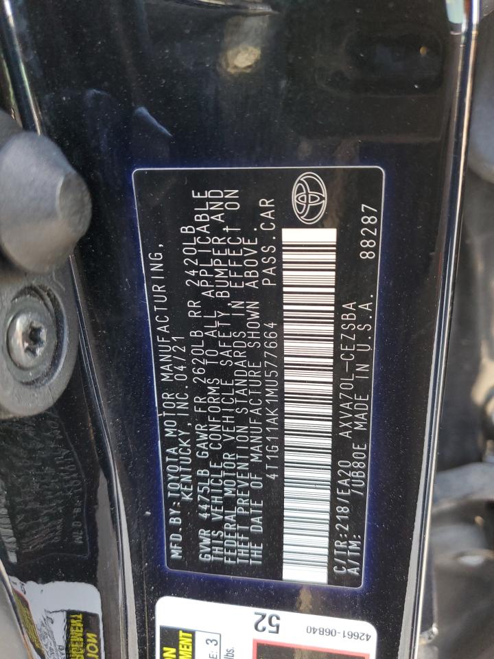 4T1G11AK1MU577664 2021 Toyota Camry Se