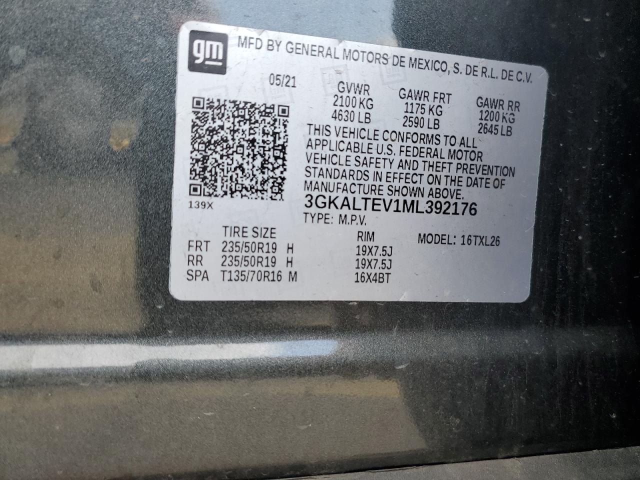 3GKALTEV1ML392176 2021 GMC Terrain Sle