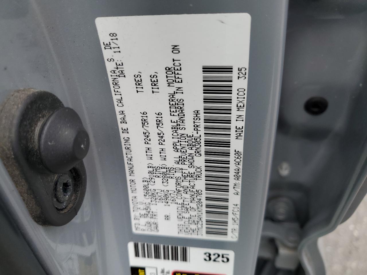 2019 Toyota Tacoma Double Cab VIN: 3TMCZ5AN1KM204705 Lot: 65619214