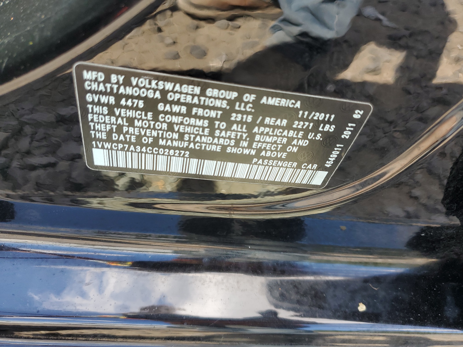 1VWCP7A34CC026272 2012 Volkswagen Passat Sel