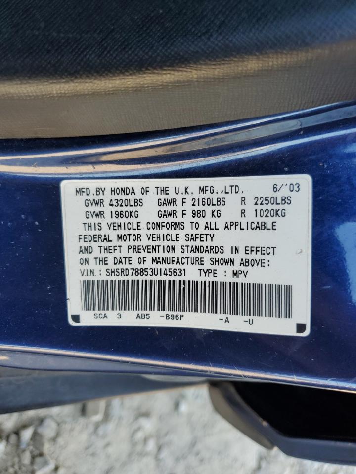 2003 Honda Cr-V Ex VIN: SHSRD78853U145631 Lot: 66371954