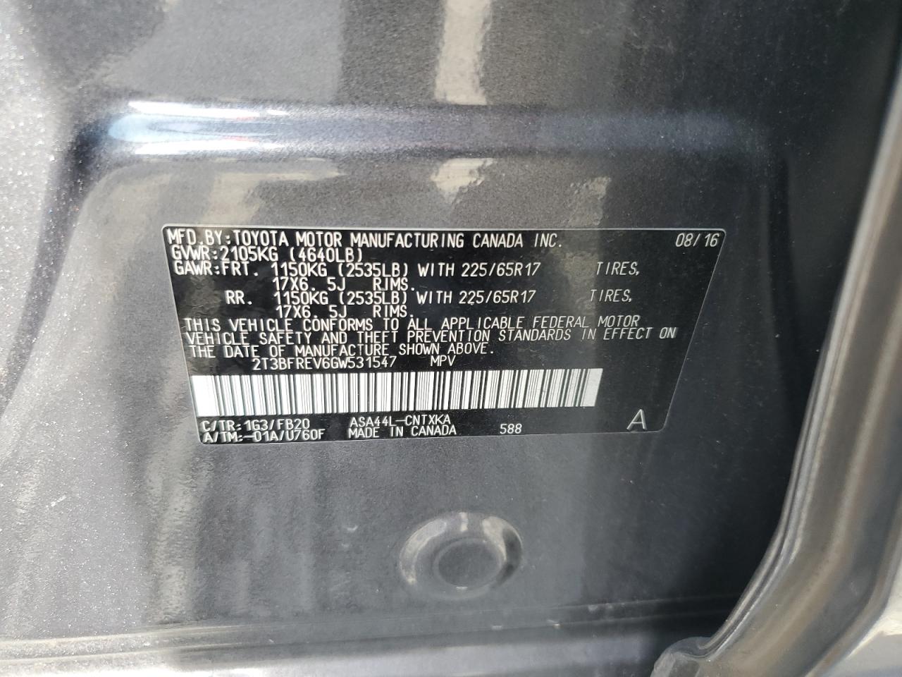 2T3BFREV6GW531547 2016 TOYOTA RAV 4 - Image 13