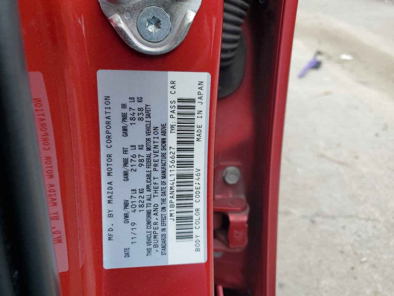 2020 Mazda 3 Premium VIN: JM1BPANM4L1156627 Lot: 66103594