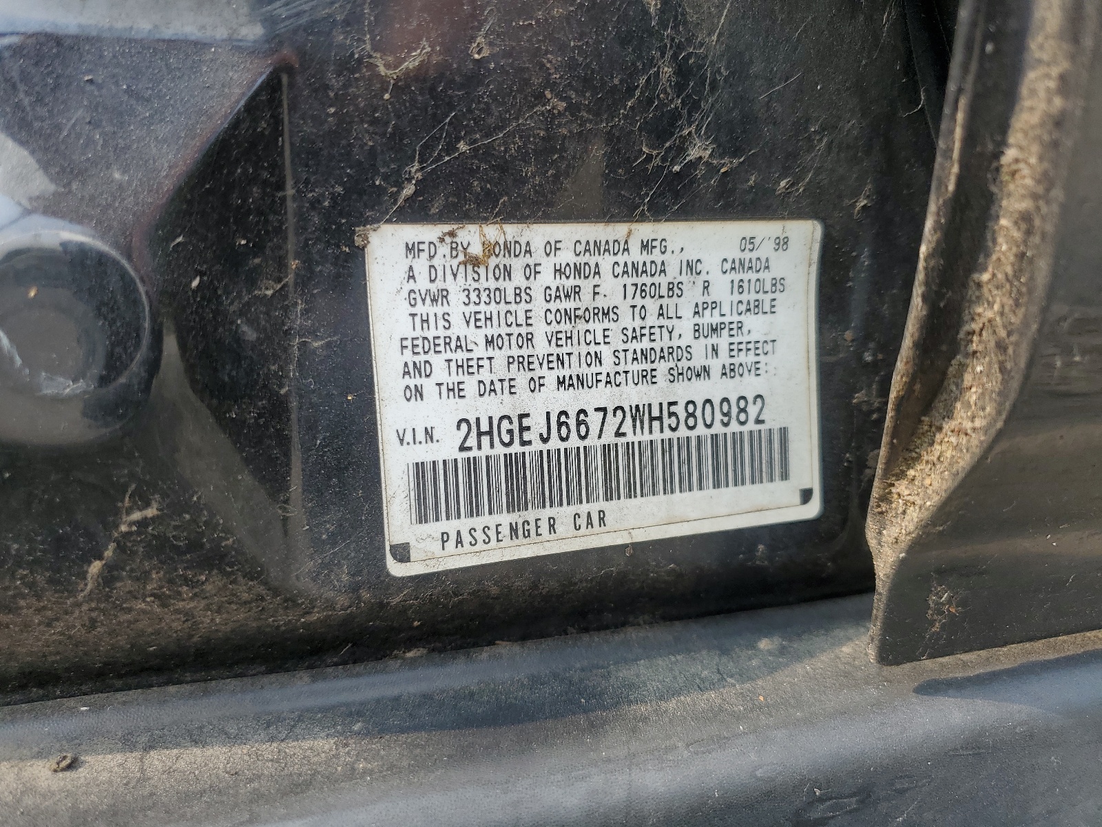 2HGEJ6672WH580982 1998 Honda Civic Lx