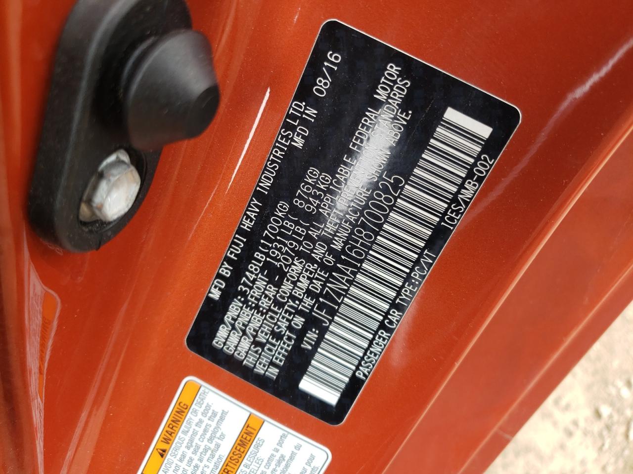 2017 Toyota 86 Base VIN: JF1ZNAA16H8700825 Lot: 65178914