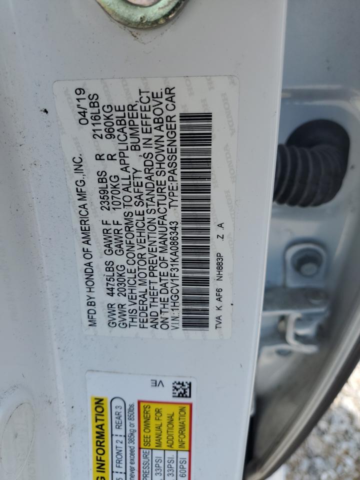 1HGCV1F31KA086343 2019 HONDA ACCORD - Image 12