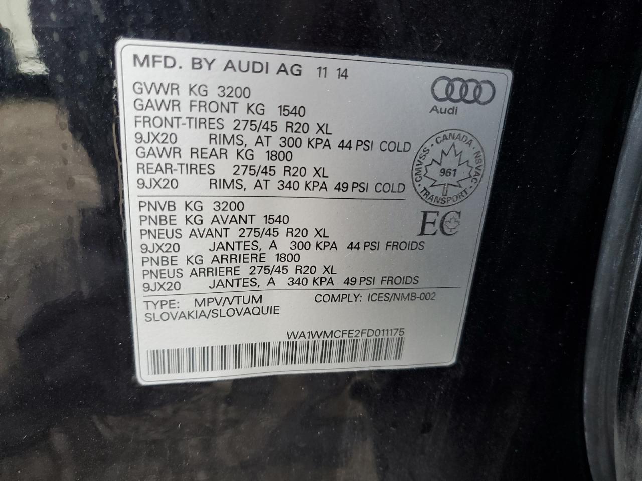 WA1WMCFE2FD011175 2015 Audi Q7 Tdi Prestige