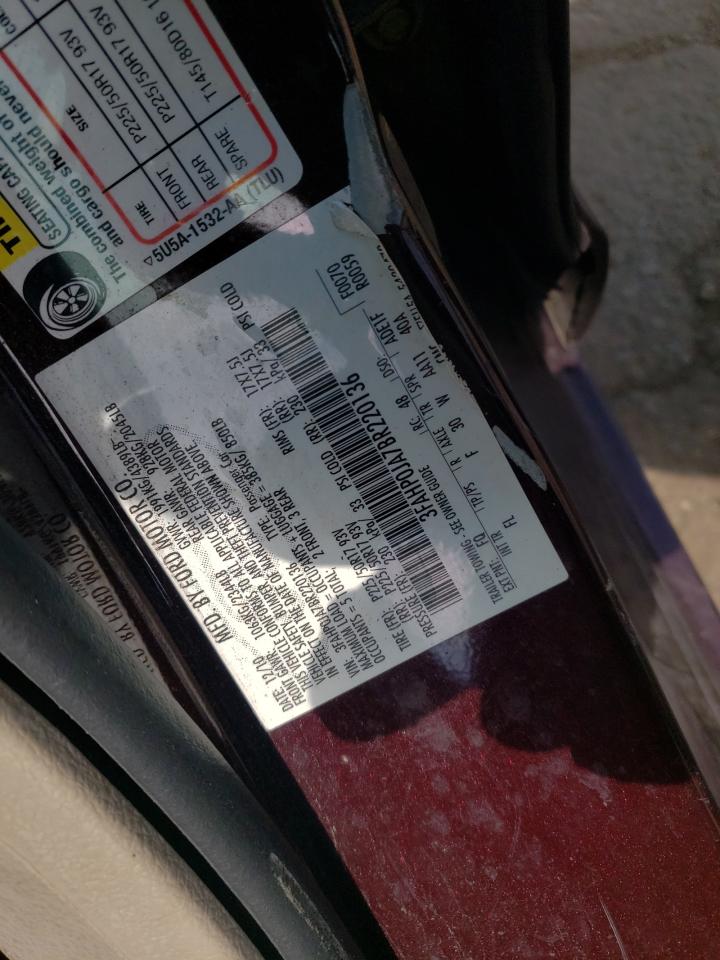 2011 Ford Fusion Sel VIN: 3FAHP0JA7BR220136 Lot: 65343104