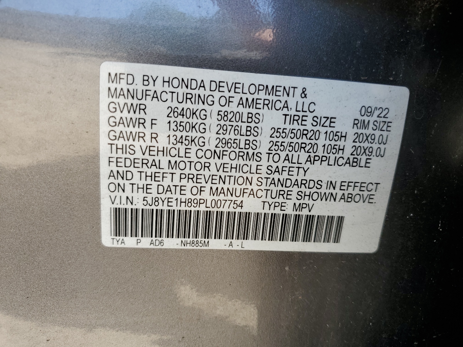 5J8YE1H89PL007754 2023 Acura Mdx Advance