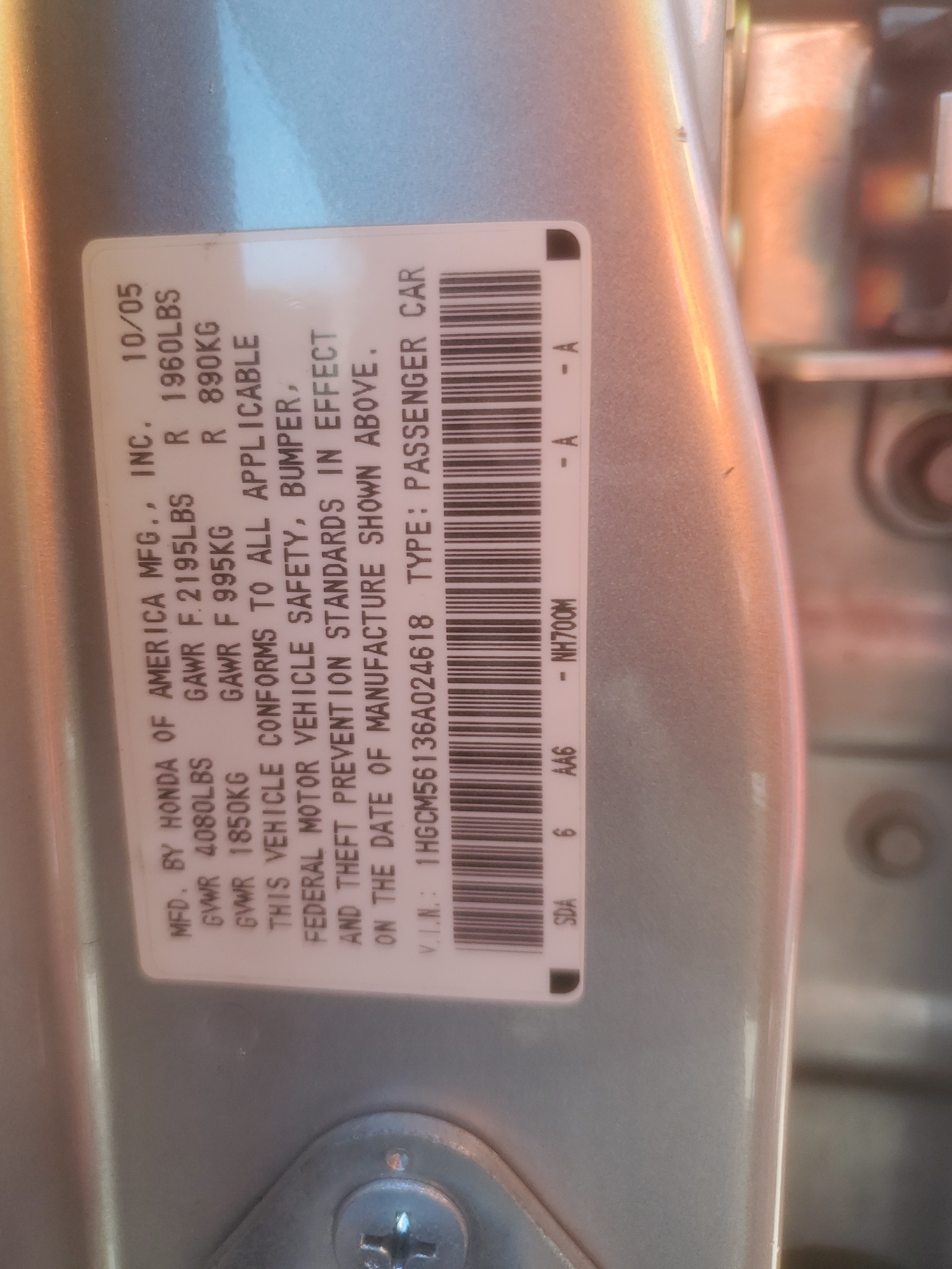 1HGCM56136A024618 2006 Honda Accord Value