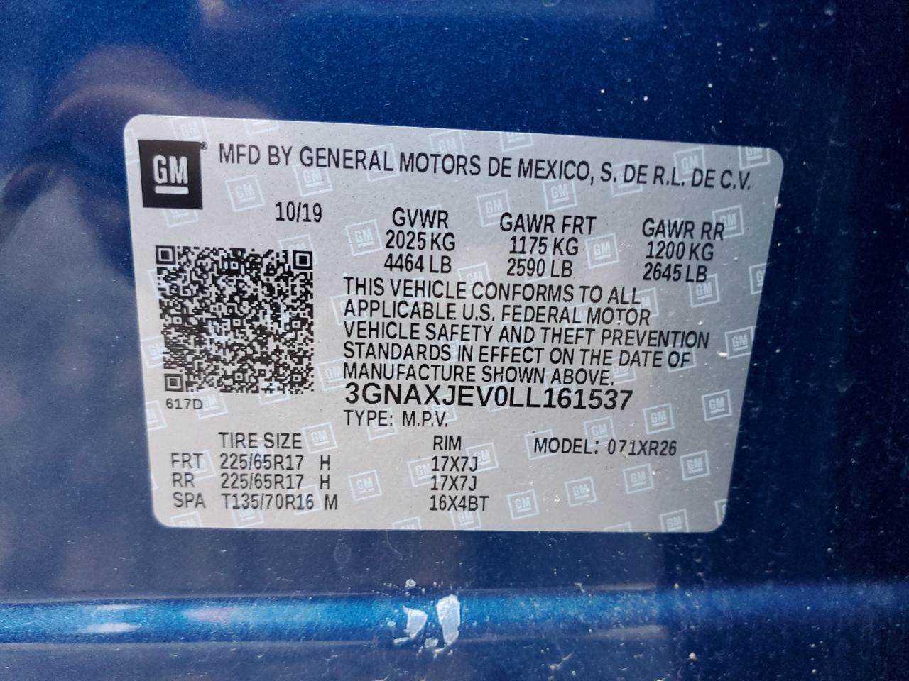 VIN 3GNAXJEV0LL161537 2020 CHEVROLET EQUINOX no.13