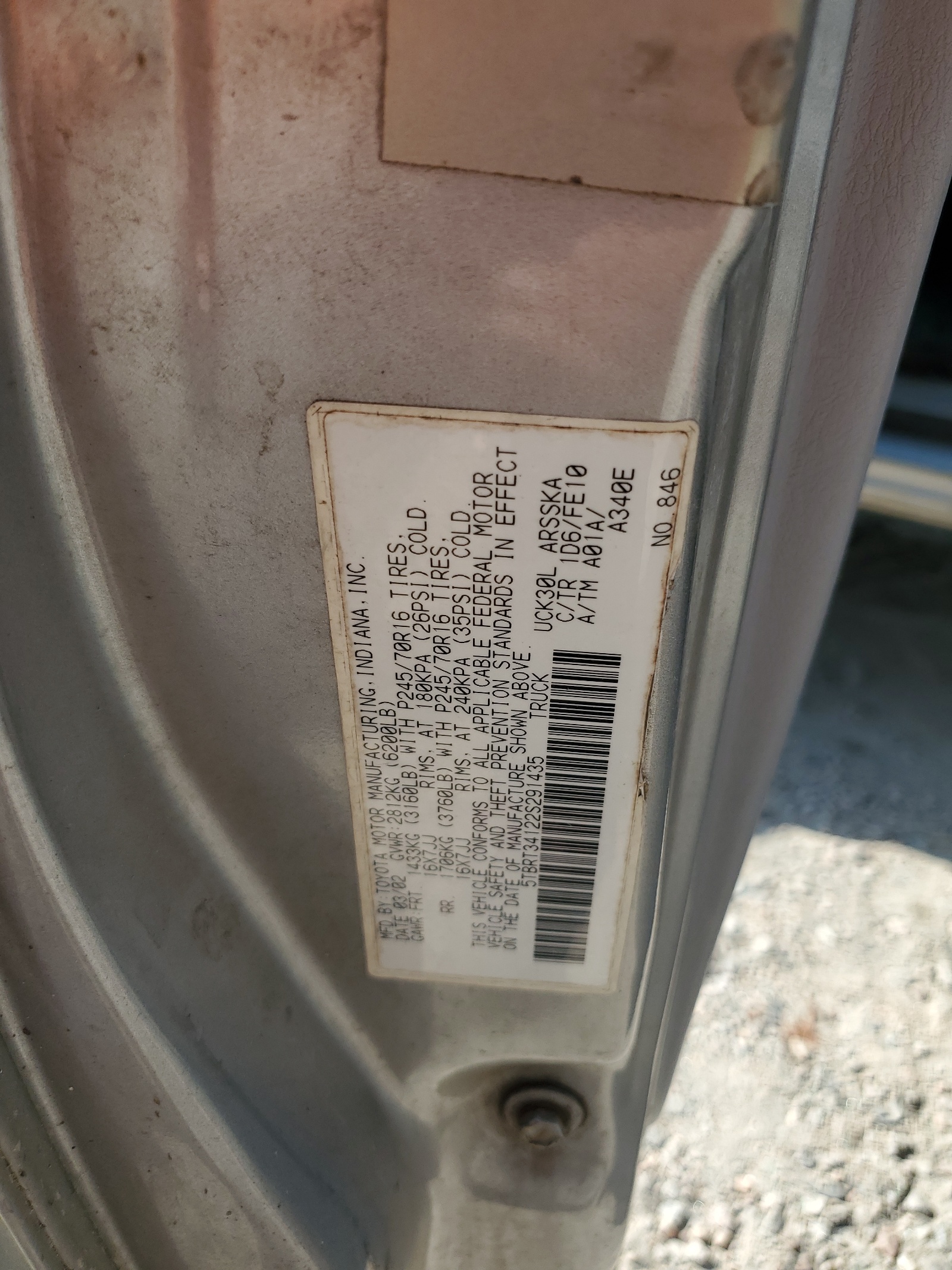 5TBRT34122S291435 2002 Toyota Tundra Access Cab