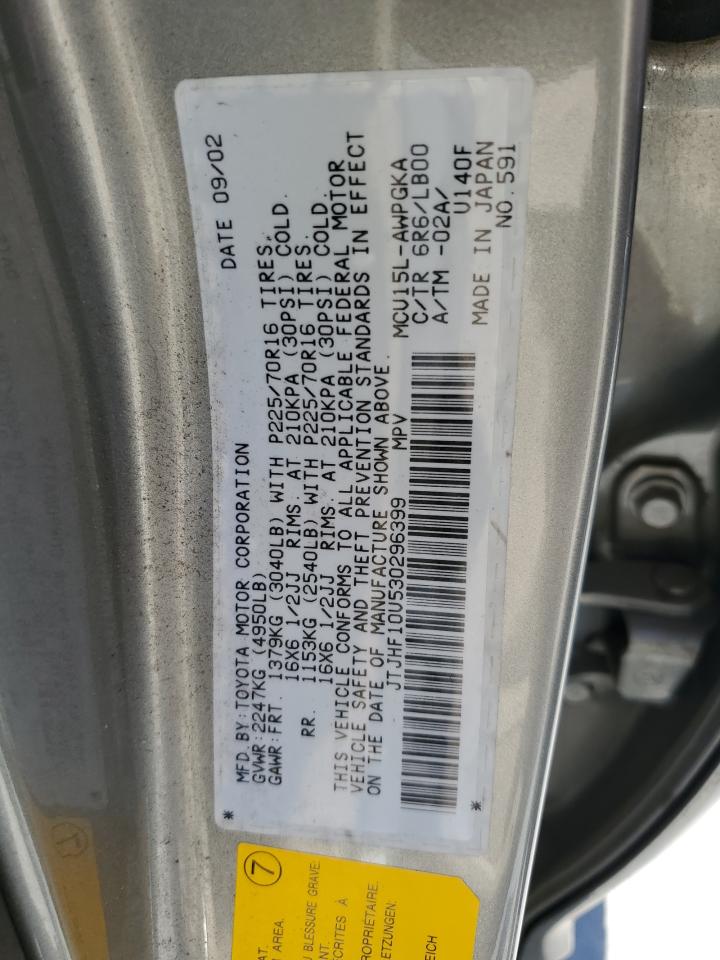 JTJHF10U530296399 2003 Lexus Rx 300