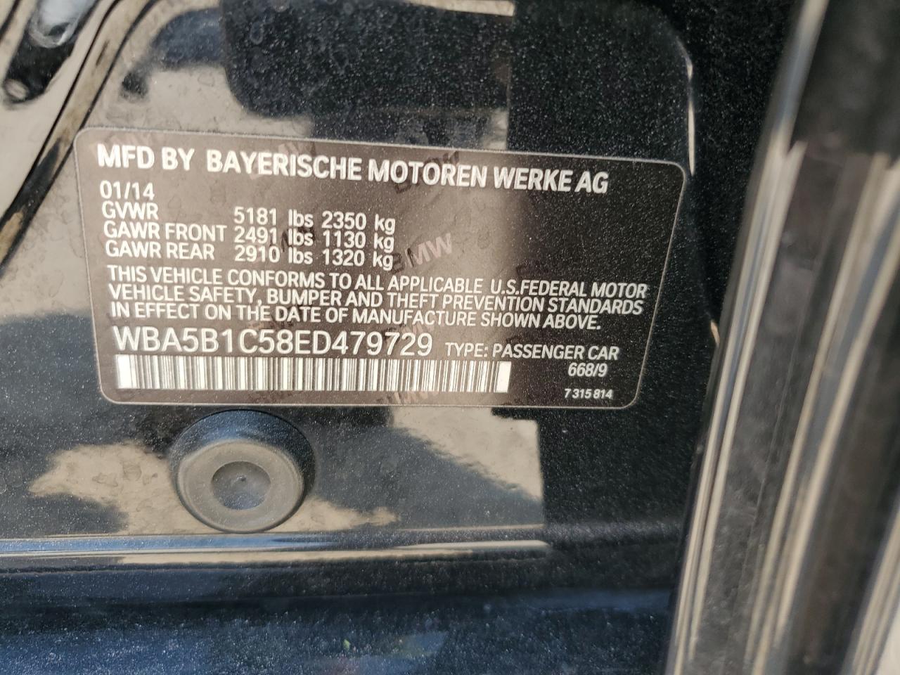 WBA5B1C58ED479729 2014 BMW 535 I