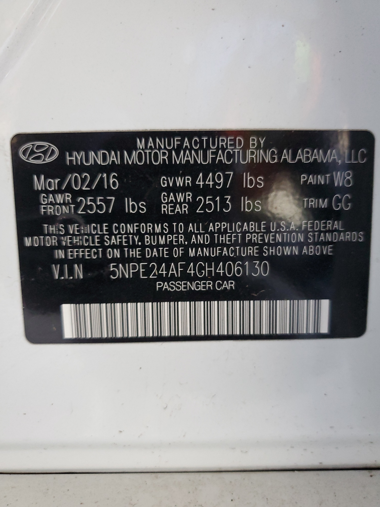 5NPE24AF4GH406130 2016 Hyundai Sonata Se