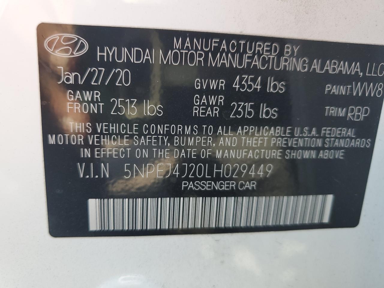 5NPEJ4J20LH029449 2020 HYUNDAI SONATA - Image 14