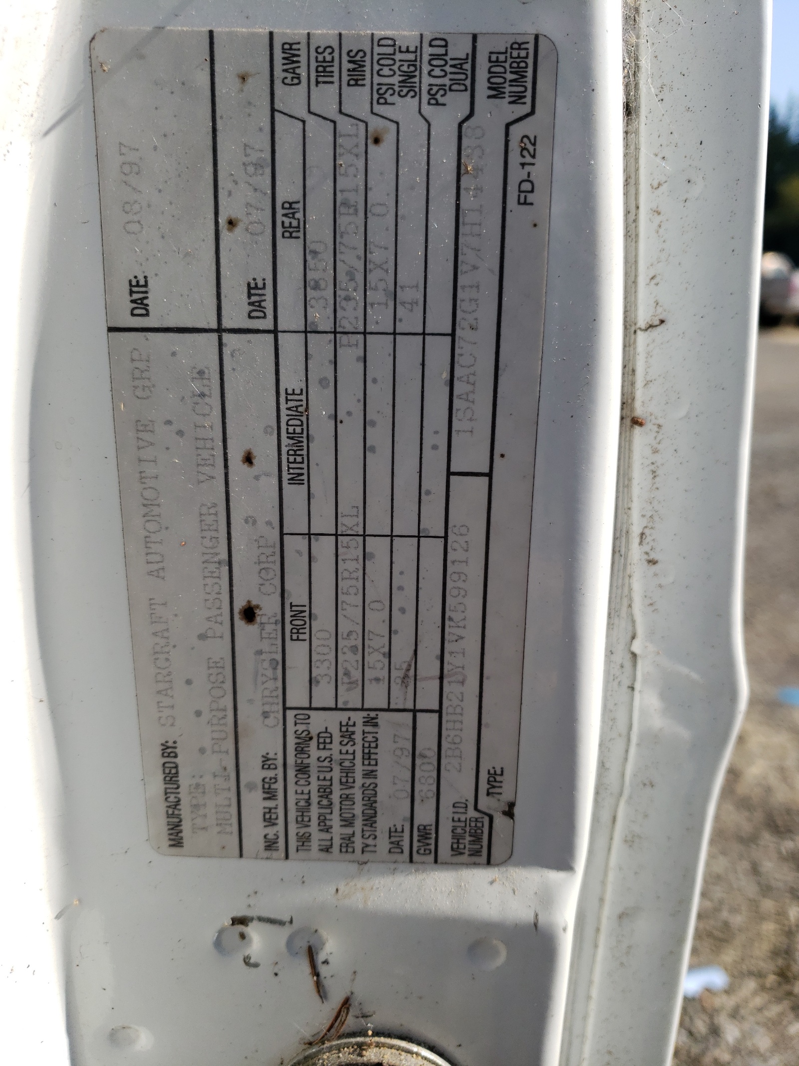 2B6HB21Y1VK599126 1997 Dodge Ram Van B2500