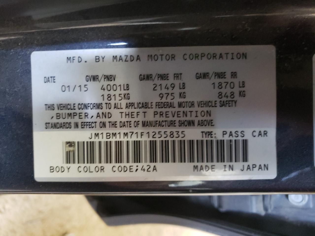 JM1BM1M71F1255835 2015 MAZDA 3 - Image 12