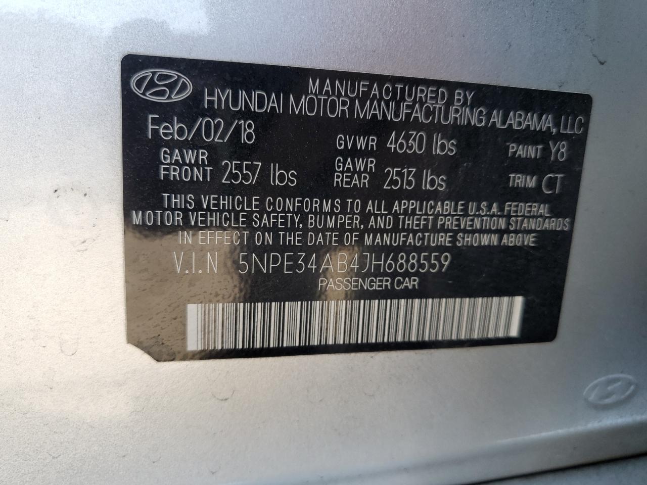 5NPE34AB4JH688559 2018 Hyundai Sonata Sport