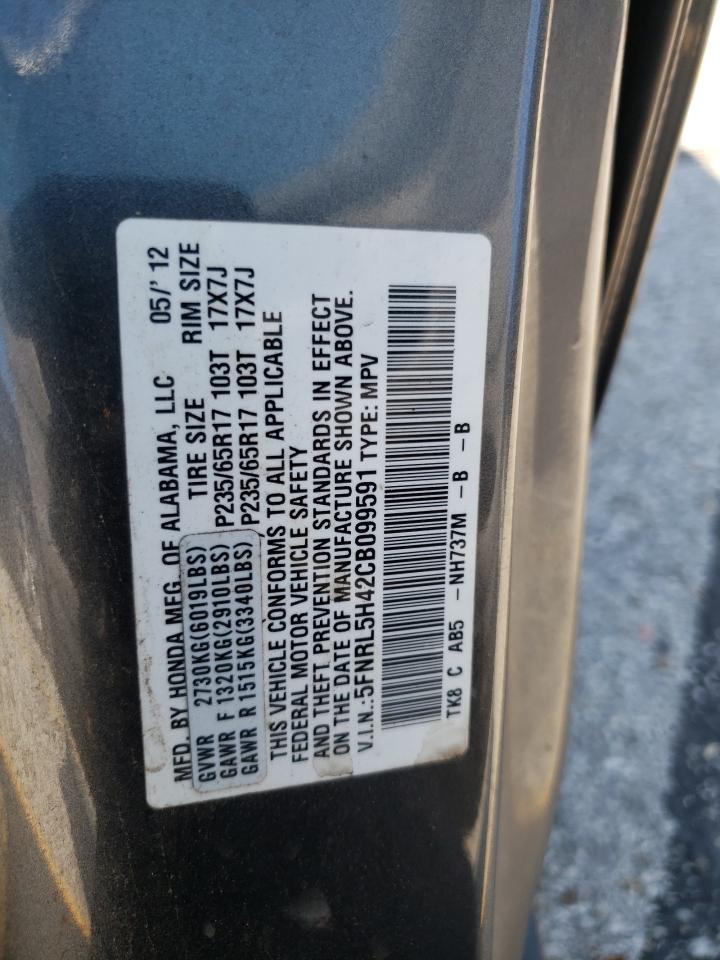 5FNRL5H42CB099591 2012 Honda Odyssey Ex